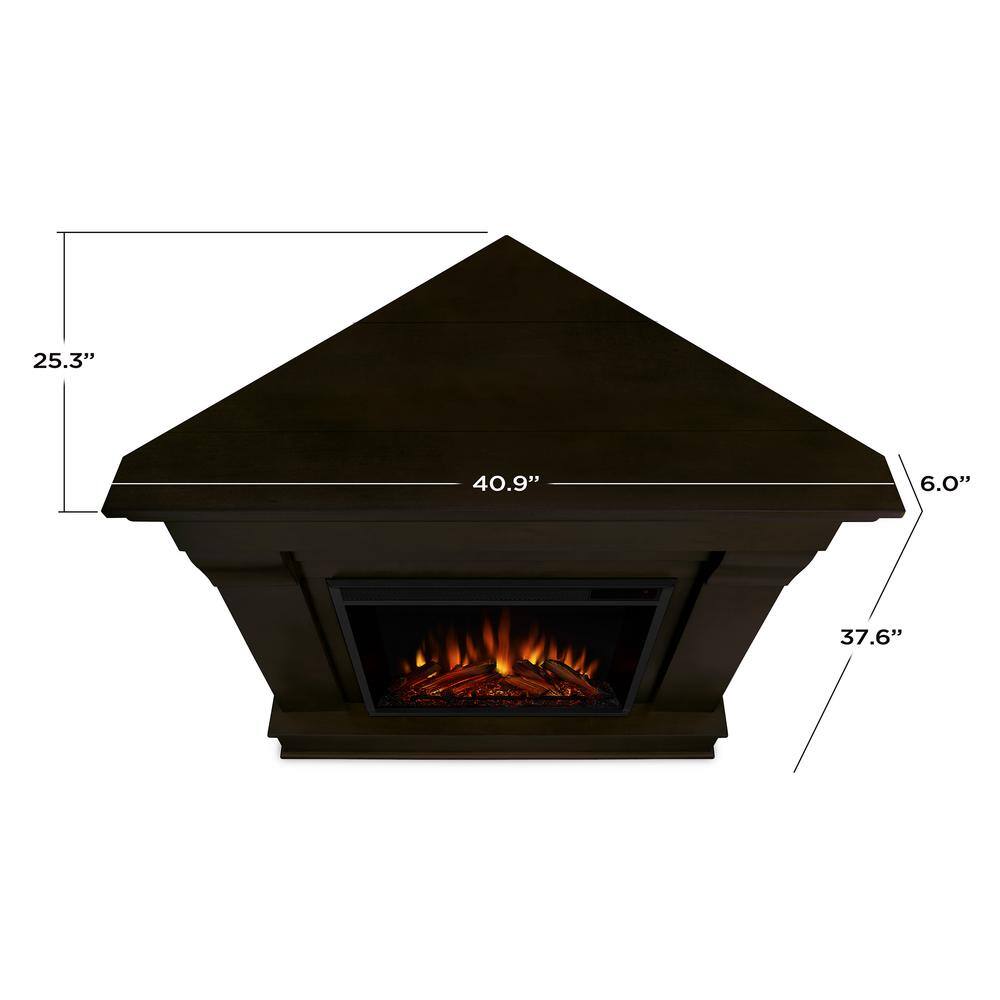 Real Flame Chateau 41 in. Corner Electric Fireplace in Dark Walnut 5950E-DW