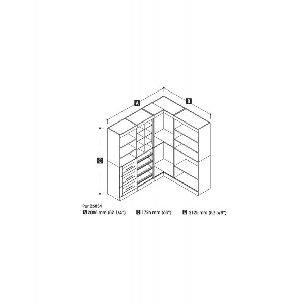 Bestar Pur by Bestar Corner Storage kit in Bark Gray