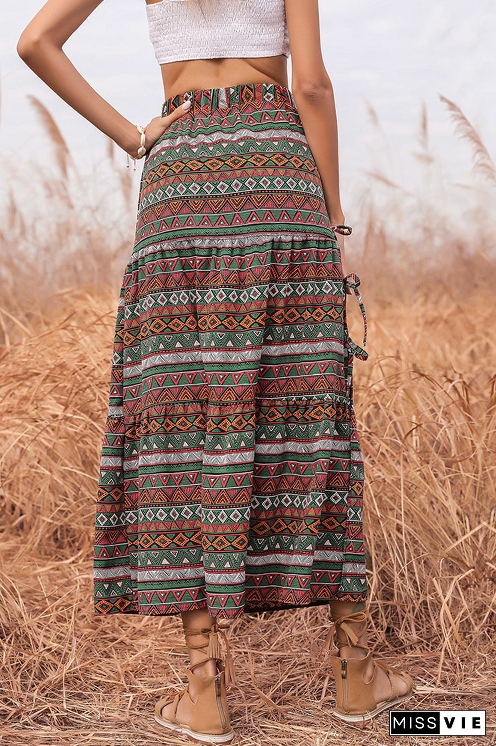 High Waist Geometry Print Skirt Dress