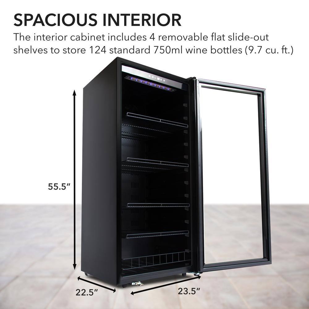 Whynter 23.5 in. 124-Bottle (750 ml) Freestanding Wine Cooler FWC-1201BB