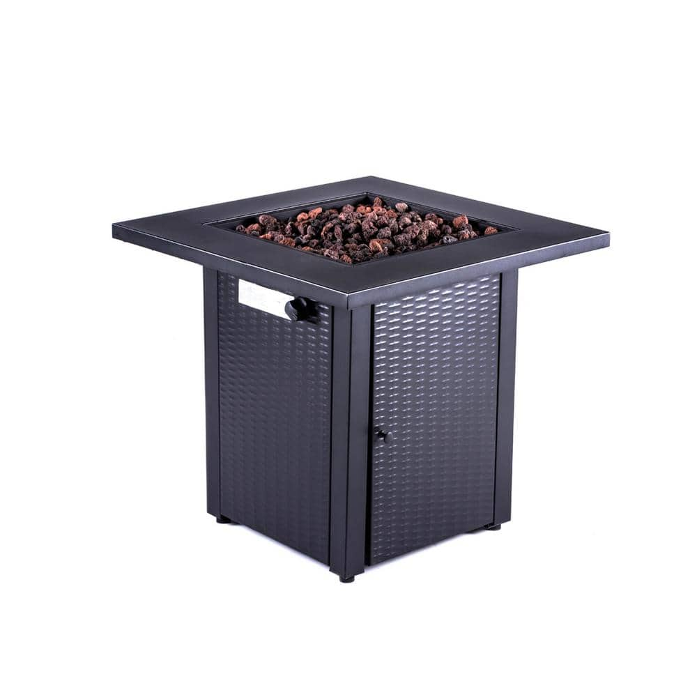 Hampton Bay 28 in. Square Steel Gas Fire Pit with Burner and Table Lid WELLFP5010