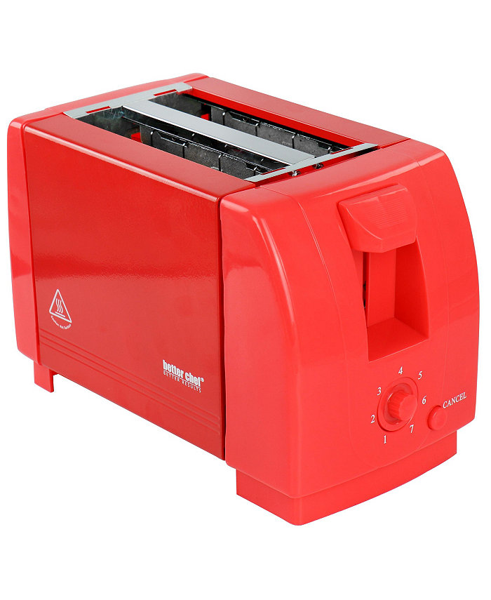 Better Chef Compact Two Slice Countertop Toaster in Red