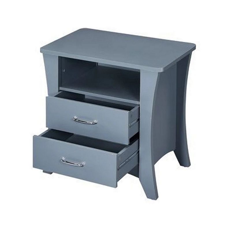 Accent Table with 2 Drawers and Open Compartment， Gray