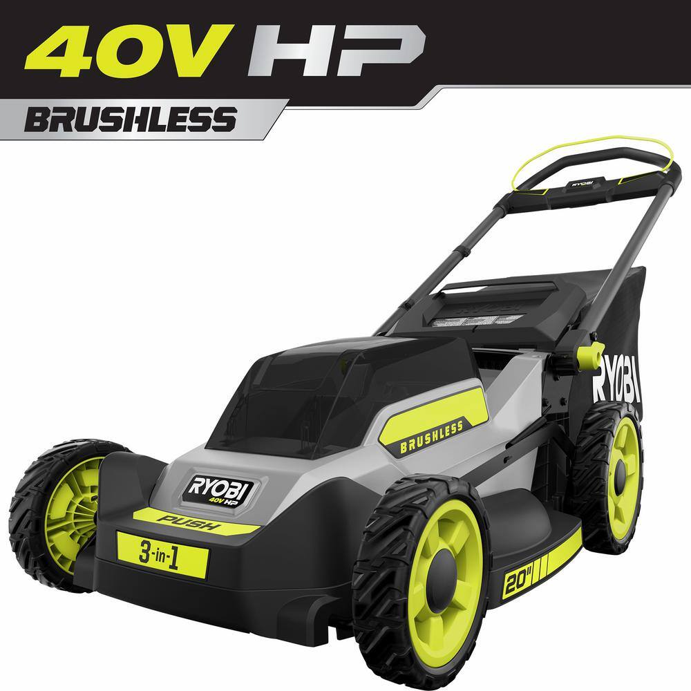 RYOBI 40V HP Brushless 20 in. Cordless Battery Walk Behind Push Mower (Tool Only) RY401017BTL