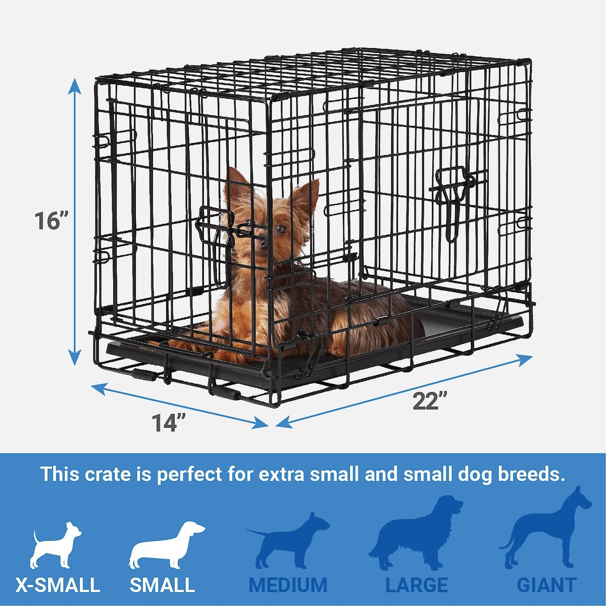 Frisco Heavy Duty Fold and Carry Double Door Collapsible Wire Dog Crate