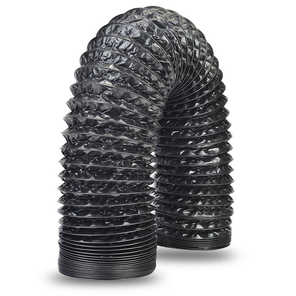 Hydro Crunch 12 in. x 25 ft. Non-Insulated Black Lightproof Flexible Aluminum Ducting with Duct Clamps D940004700