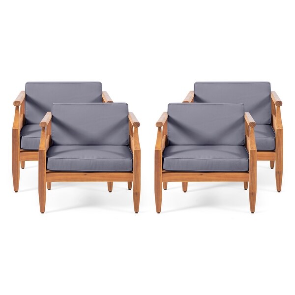 Aston Outdoor Midcentury Modern Acacia Wood Club Chair (Set of 4) by Christopher Knight Home