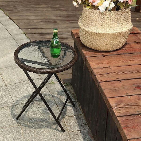 Outdoor Side TablesFoldable Patio Rattan Table