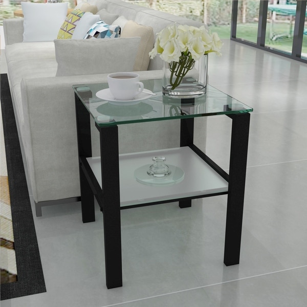 Glass Two Layer Tea Table Corner Table Living Room Side Table