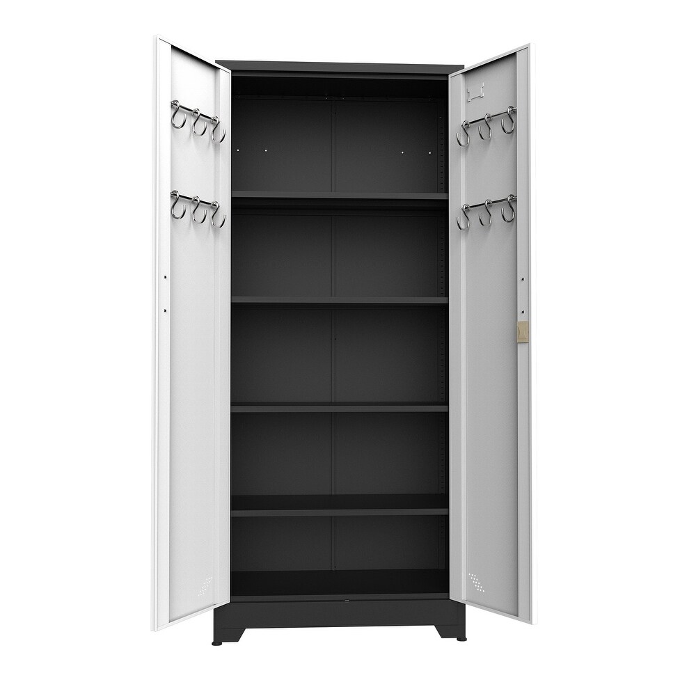 Metal Garage Storage Cabinet with Doors  Lock and Shelves