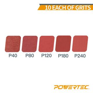 POWERTEC 12 in. x 18 in. 4080120180240 Grit Sanding Belt Assortment for Belt Sander Aluminum Oxide (50-Pack) 40182-1