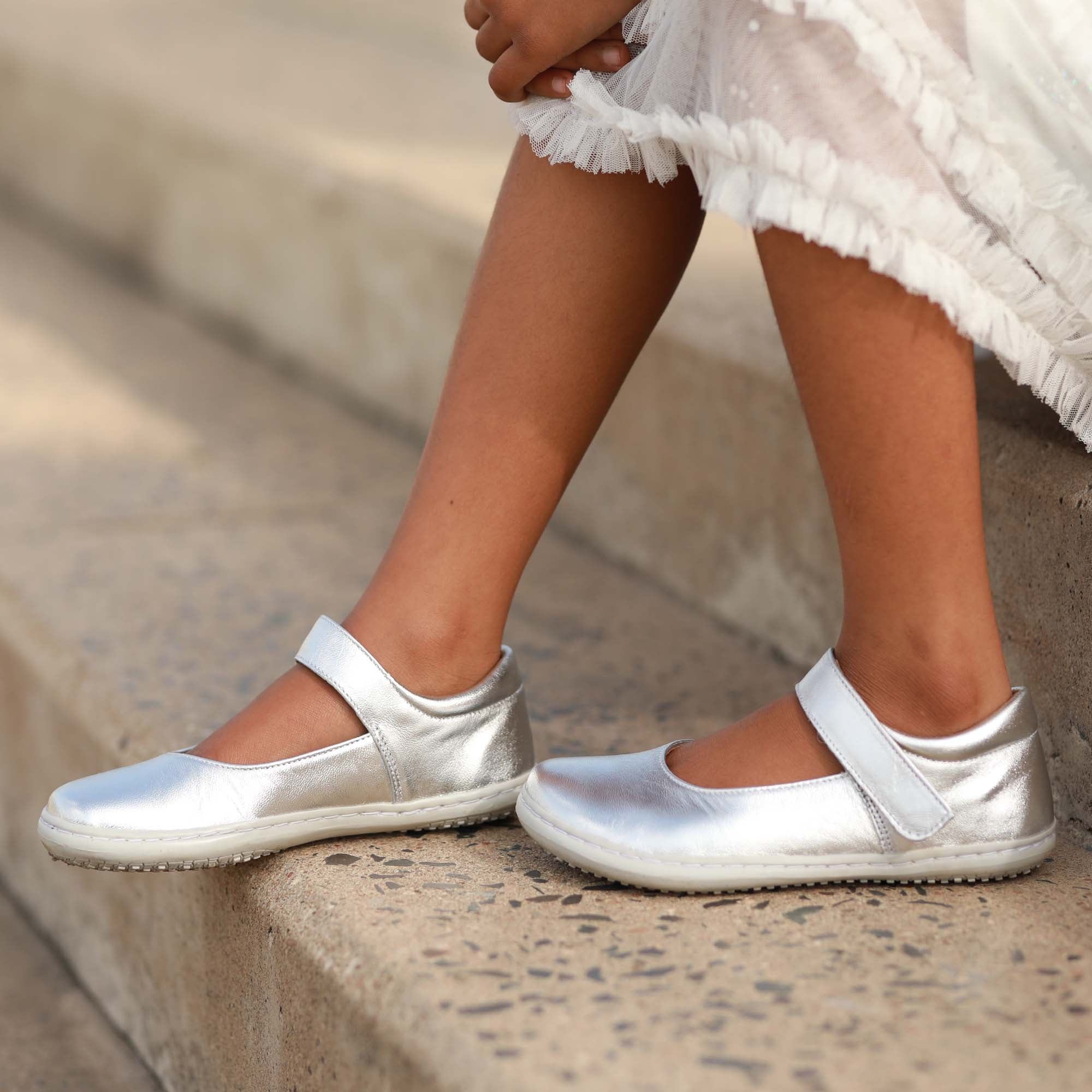 Girls High-Bar Shoes with Removable Footbed in Silver - 12624