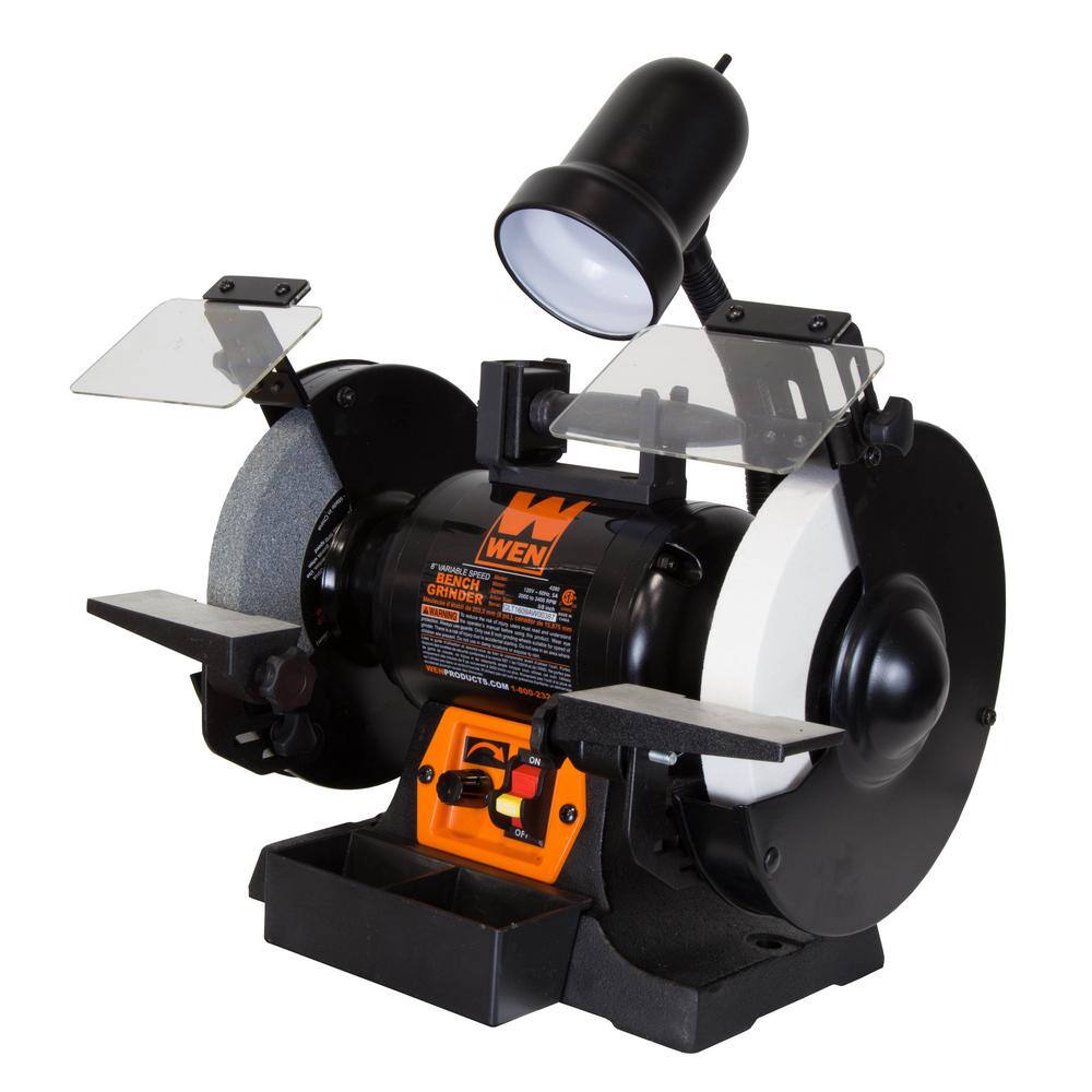 WEN 8 in. 5 Amp Variable Speed Bench Grinder with Flexible Work Light BG4280