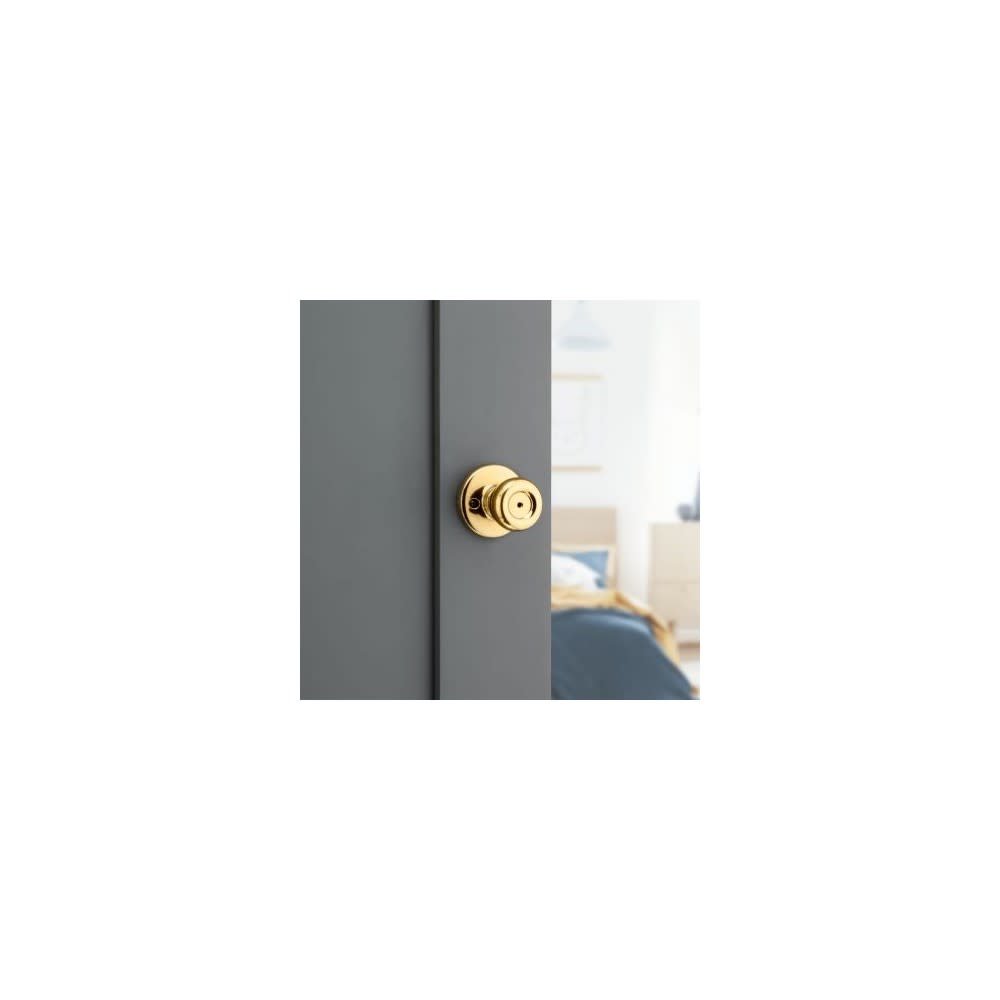 Kwikset Tylo Door Knob Polished Brass Bed and Bath Privacy Round