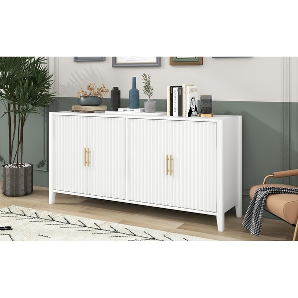 U-Style Accent Storage Cabinet Sideboard Wooden Cabinet with Metal Handles