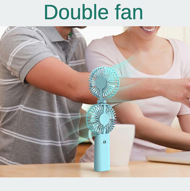 6000 Mah New Portable Hand-held Fan Office Desktop Multifunctional Folding Double-headed Small Electric Fan With A Neck