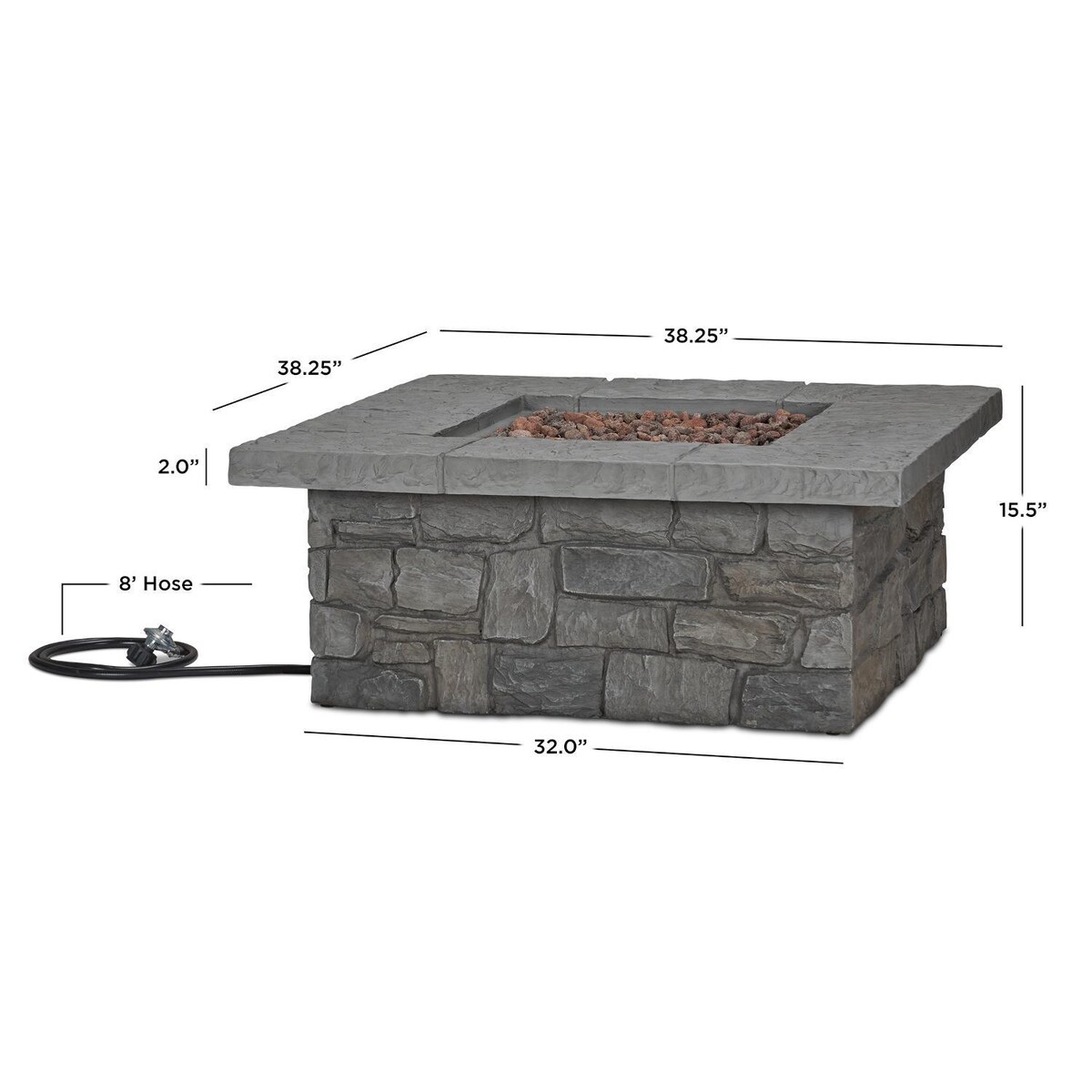 Lakeview Baywood 38-Inch Square Propane Gas Fire Table