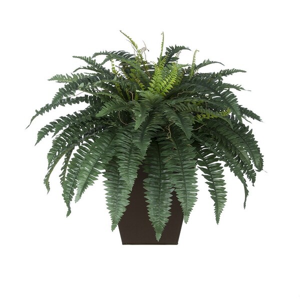 Faux Fern in Square Zinc Planter