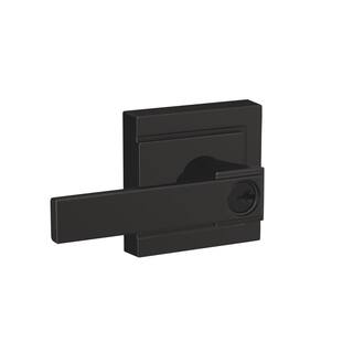 Schlage Northbrook Matte Black Keyed Entry Door Handle with Upland Trim F51A NBK 622 ULD