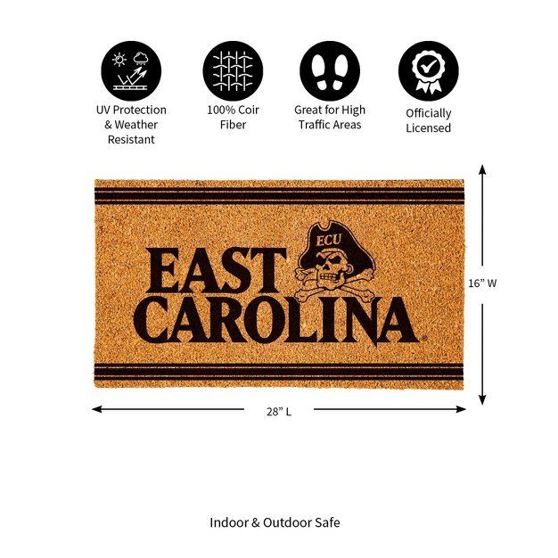 Evergreen East Carolina University Logo Turf Mat Brown 28 X 16 Inches Indoor Outdoor Doormat