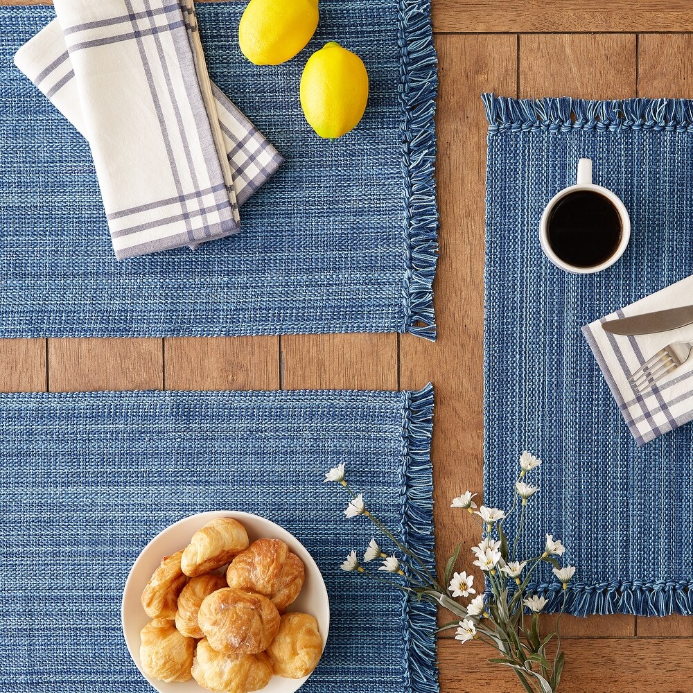 Variegated Nautical Blue Fringe Placemat (Set of 6)