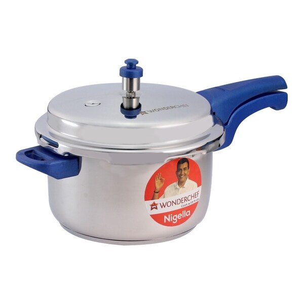 Wonderchef Stainless Steel Outer Lid Pressure Cooker Silver and Blue