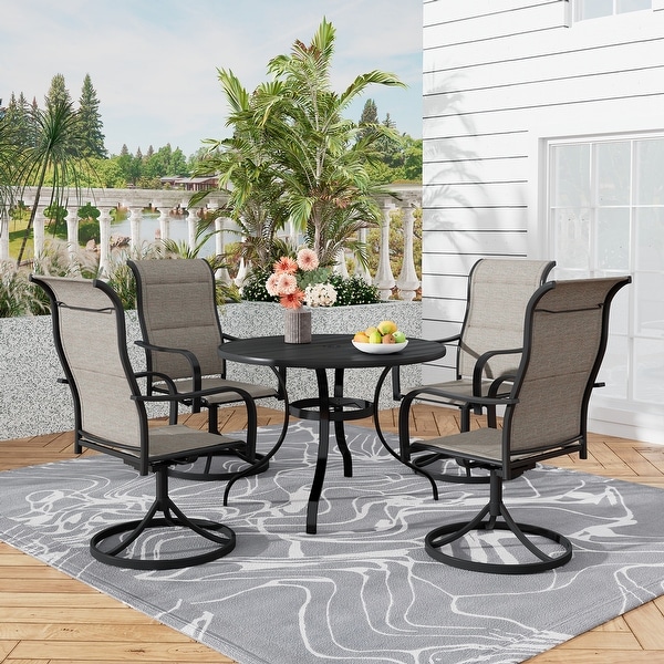 5 Pieces Dining Set with Swivel Textlene Chairs