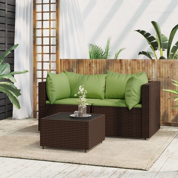 vidaXL Patio Lounge Set with Cushions Brown/Black/Gray Poly Rattan