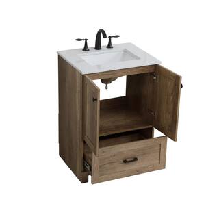 Timeless Home 24 in. W x 19 in. D x 34 in. H Single Bathroom Vanity in Natural Oak with Ivory Quartz Top and White Basin TH5648NO