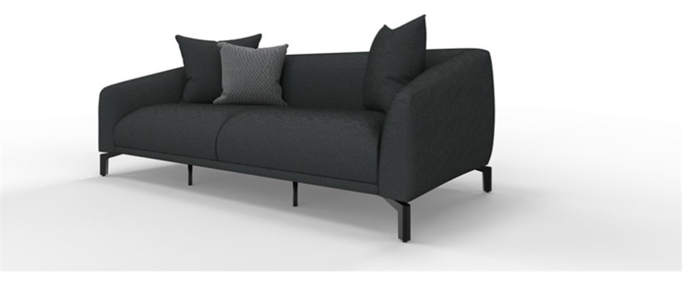 Enza Home Maison 3 Seater Multi layer Fabric  ampMetal Sofa in Black   Transitional   Sofas   by Homesquare  Houzz