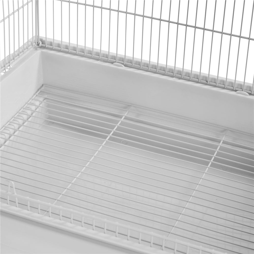 generic 64''H Open Top Metal Bird Cage Large Parrot Cage w/ Double Doors and Rolling Stand for Budgie Parrot Canary Cockatiel， Light Gray