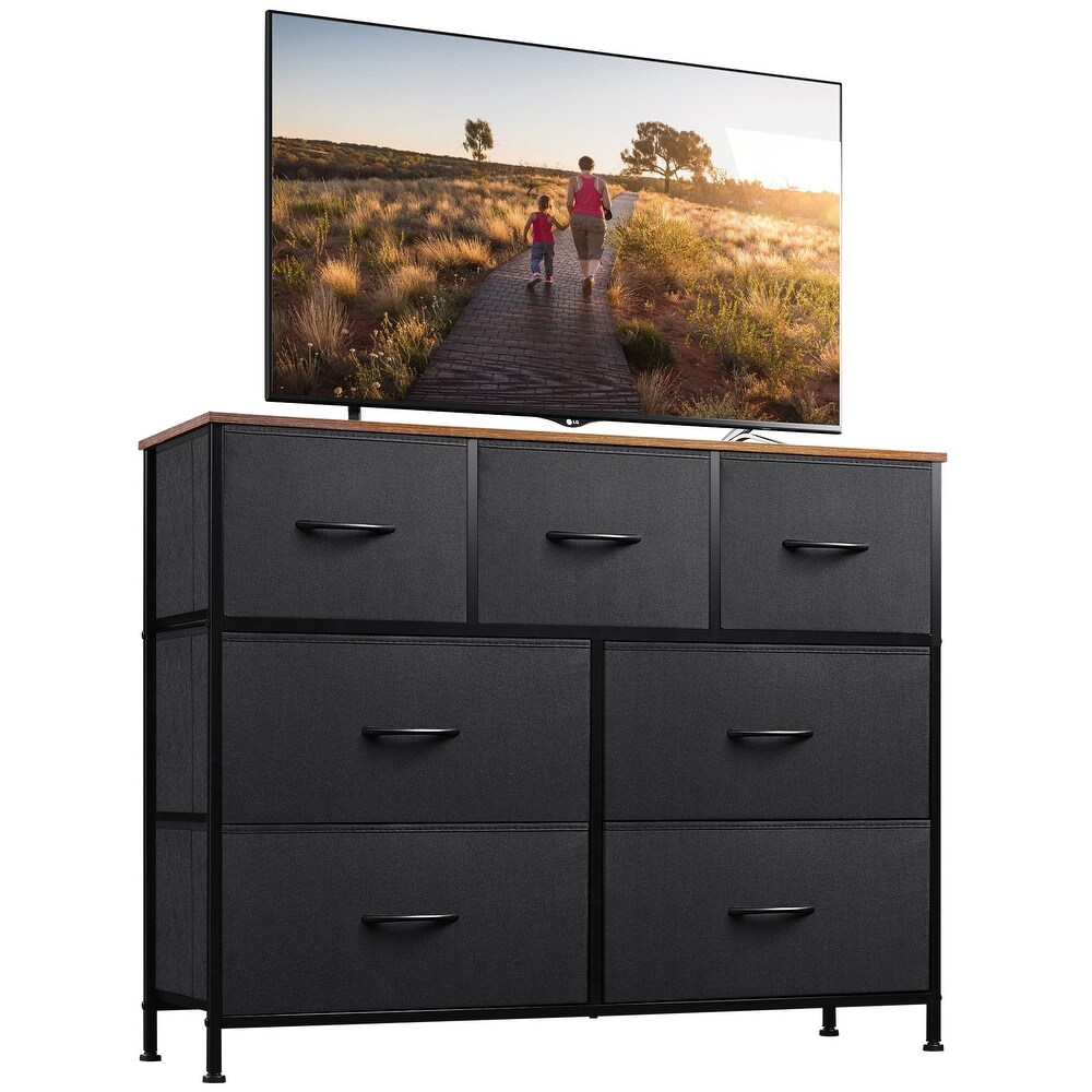 Dresser TV Stand  Entertainment Center with Fabric Drawers  Media Console Table for TV up to 45 inch