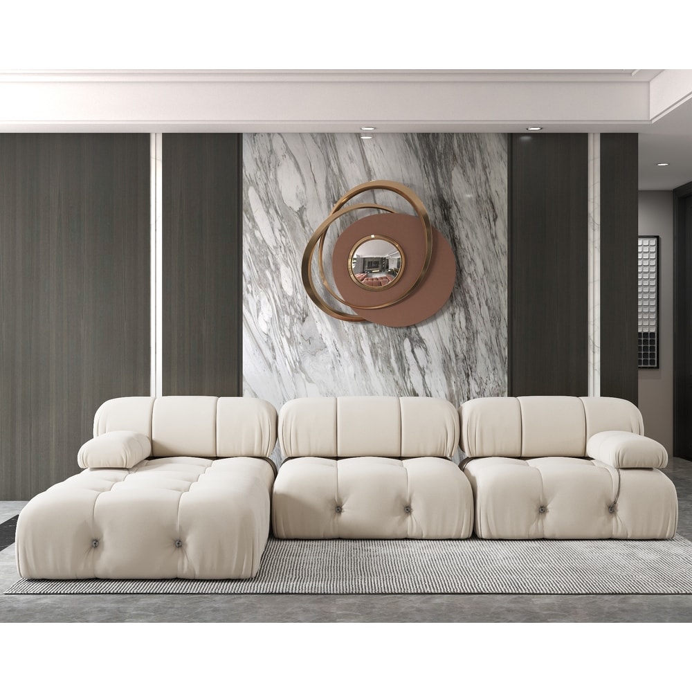 Modern Velvet Upholstered Large Modular Sectional Sofa