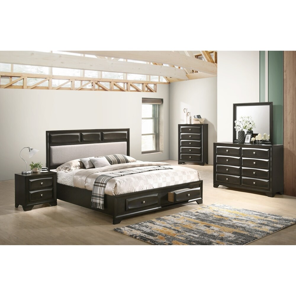 Roundhill Furniture Oakland Antique Grey Wood Storage Platform Bed