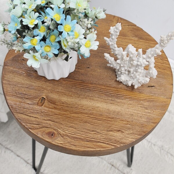 Greenage Wood End Table with Iron Legs