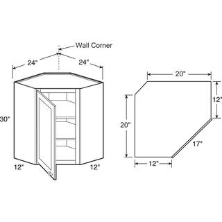 Home Decorators Collection Tremont Assembled 20x30x12 in. Plywood Shaker Wall Angle Corner Kitchen Cabinet Soft Close Left in Painted Pearl Gray WA2430L-TPG