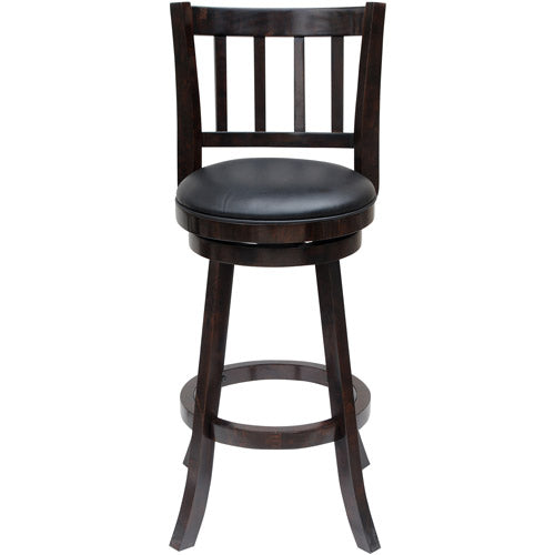 Boraam Bloomington 29 Faux Leather Swivel Wood Bar Stool - Cappuccino Finish