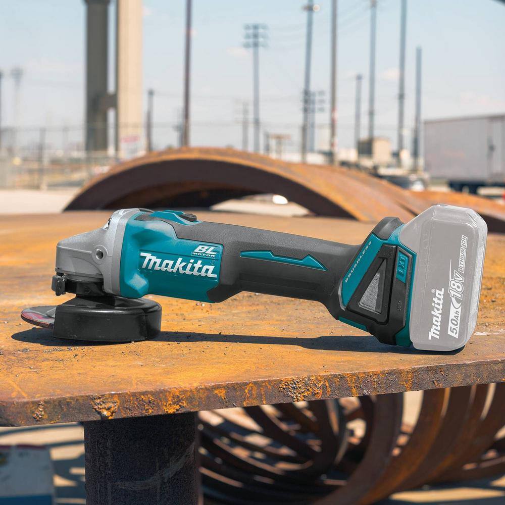 Makita 18V LXT Lithium-Ion Brushless Cordless 4-12  5 in. Cut-OffAngle Grinder with Electric Brake (Tool Only) XAG09Z