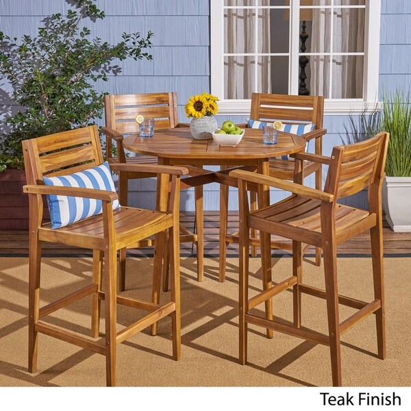 Stamford Outdoor Rustic 5 Piece Acacia Wood Bar Set by Christopher Knight Home