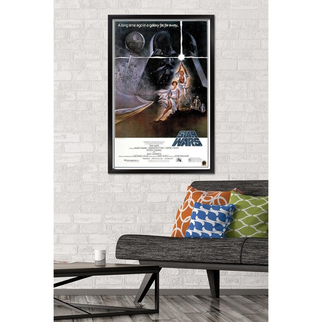 Trends International 24x36 Star Wars A New Hope Original One Sheet Framed Wall Poster Prints