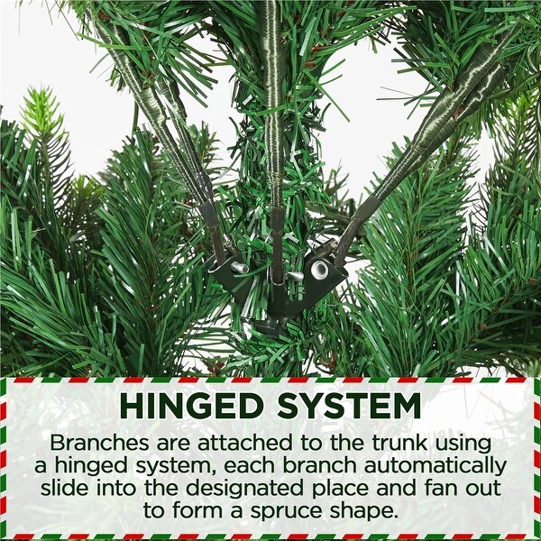 Yaheetech PreLit Christmas Tree Hinged Realistic Tree，Green