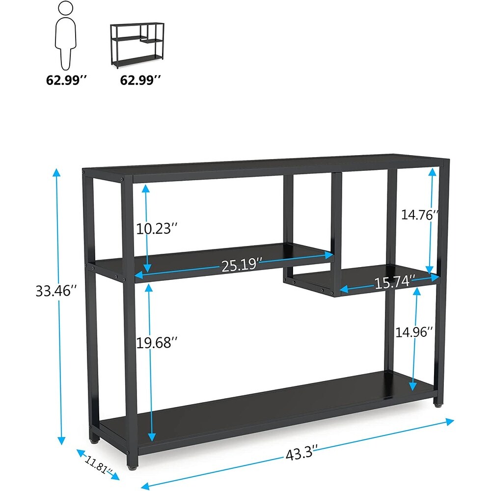 43 Inch Small Sofa Console Table with Storage Shelves for Behind Couch Living Room Entryway Hallway Foyer TV Stand