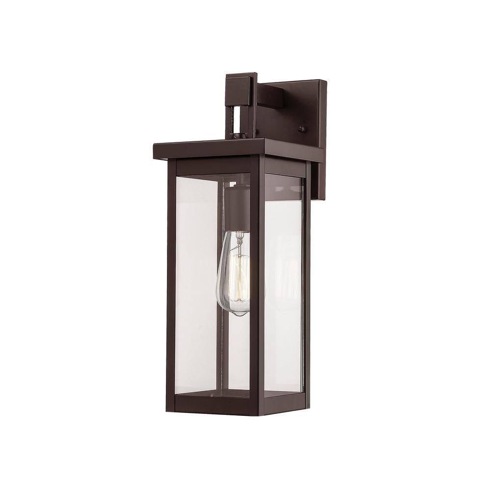 Millennium Lighting 16 in. 1-Light Powder Coat Bronze Outdoor Wall-Light Sconce with Clear Glass 2601-PBZ