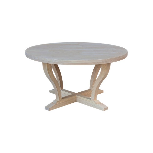 Lacasa Solid Wood Round Coffee Table Unfinished International Concepts