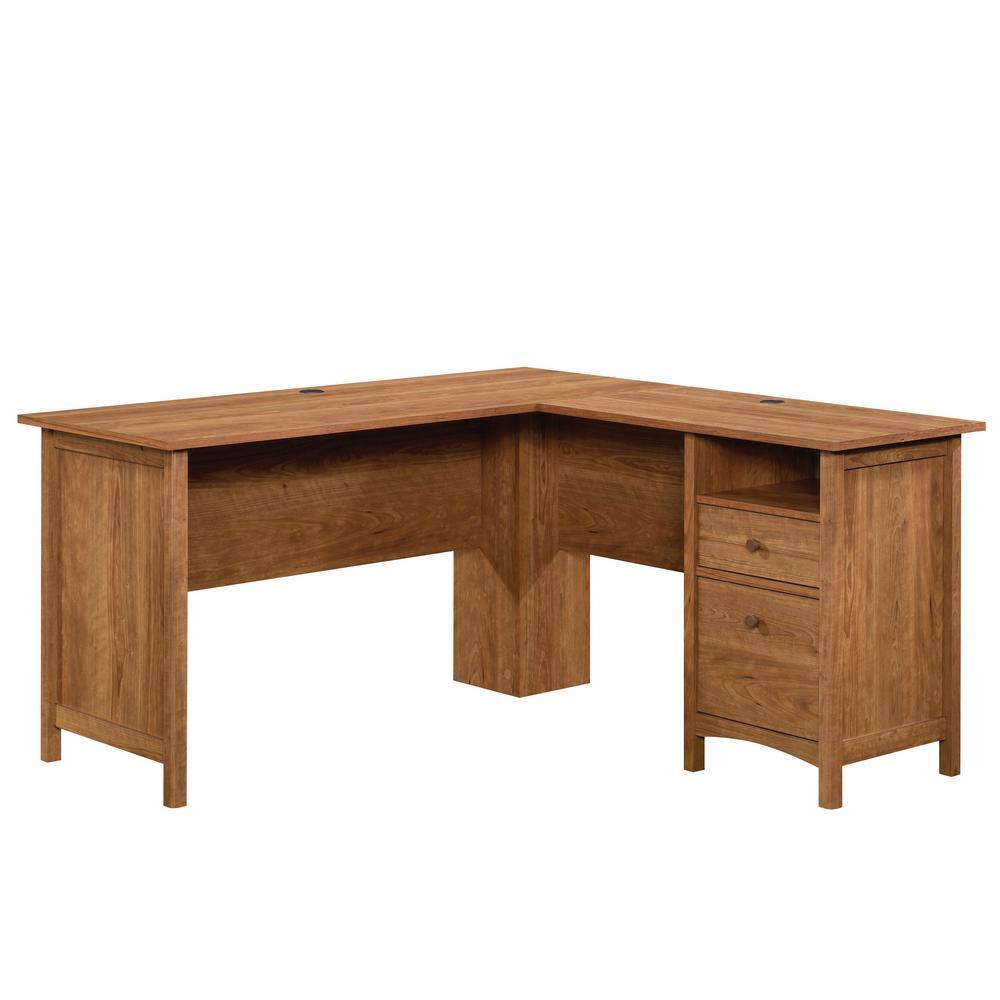 SAUDER Union Plain 59.055 in. L-Shape Prairie Cherry Computer Desk with File Storage 428917