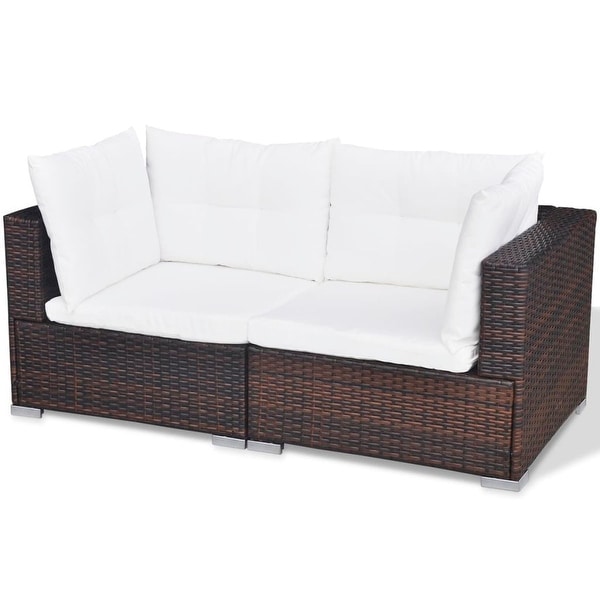 vidaXL 10 Piece Patio Lounge Set with Cushions Poly Rattan Brown