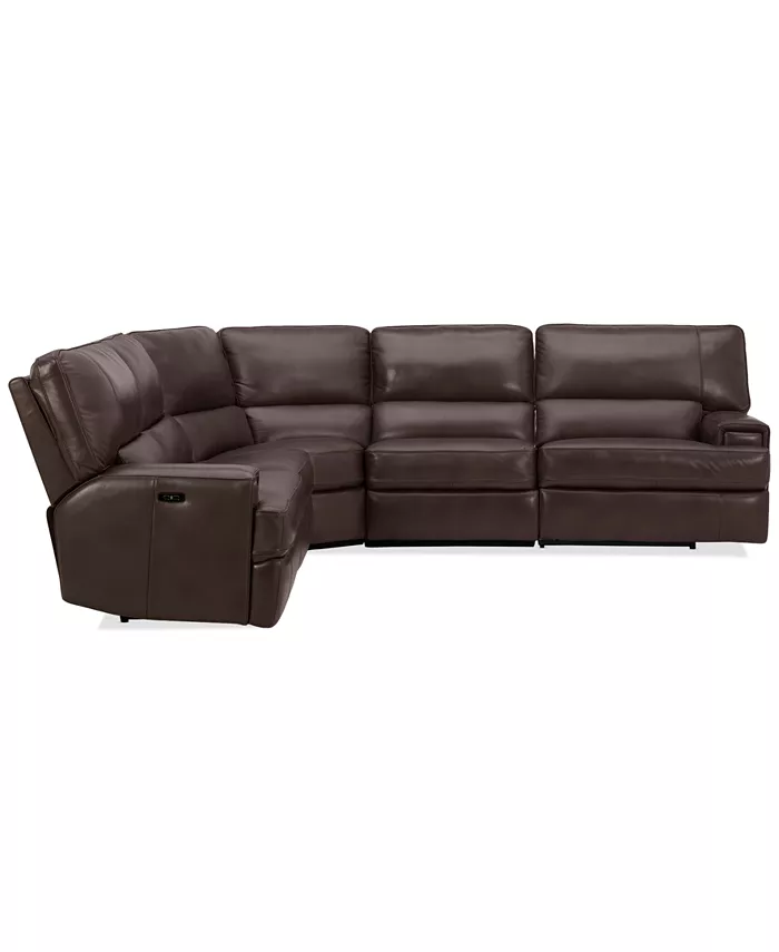 Furniture Binardo 123 5 Pc Zero Gravity Leather Sectional with 2 Power Recliners