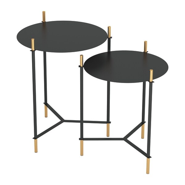 Set of 2 Jerry Side Tables Black and Gold - 18.5