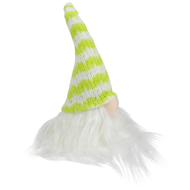 Lime Green And White Striped Hat Spring Gnome