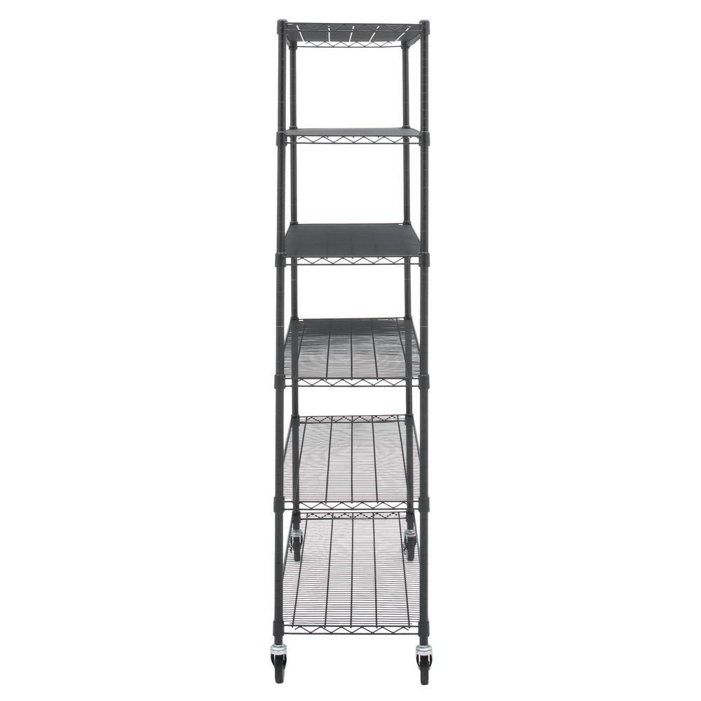 TRINITY EcoStorage Black 6-Tier Rolling Steel Wire Shelving Unit (48 in. W x 77 in. H x 18 in. D) TBFPB-0932